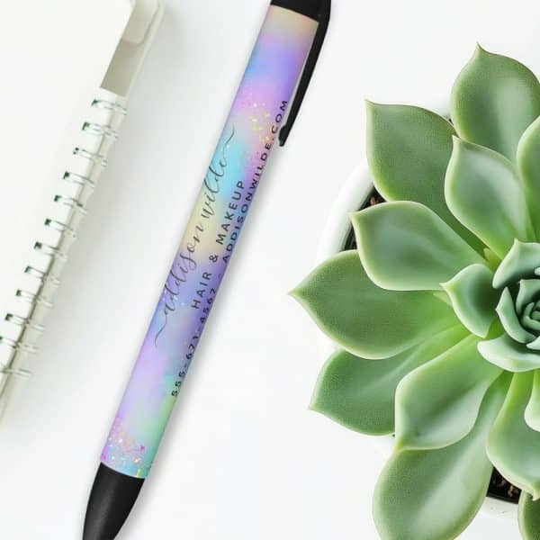 Pastel Pen With Glitter And Business Details.