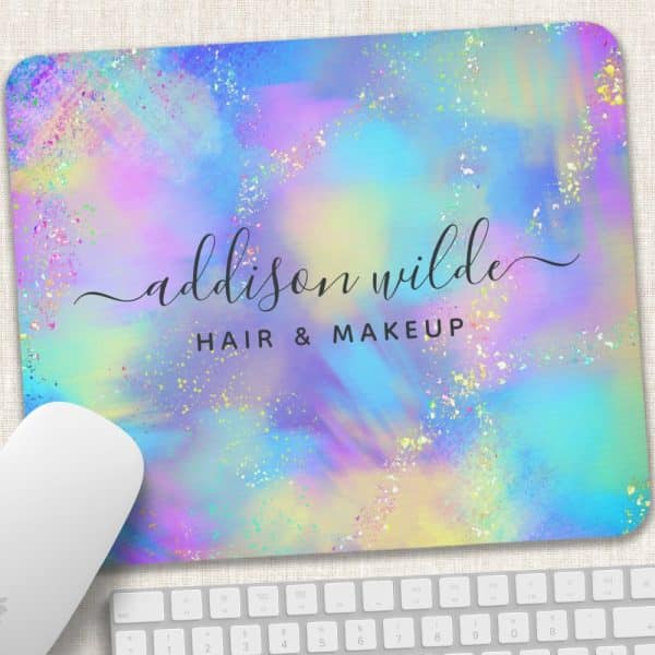 Pastel Rainbow Mousepad With Glitter And The Name Addison Wilde Hair &Amp; Makeup.