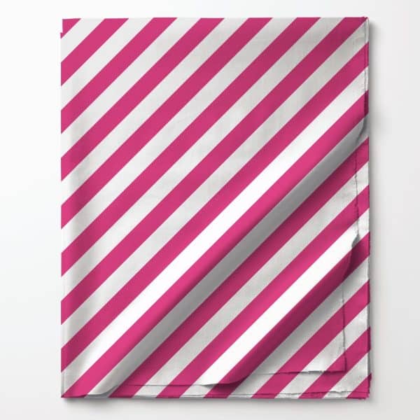Pink And White Diagonal Striped Fabric.