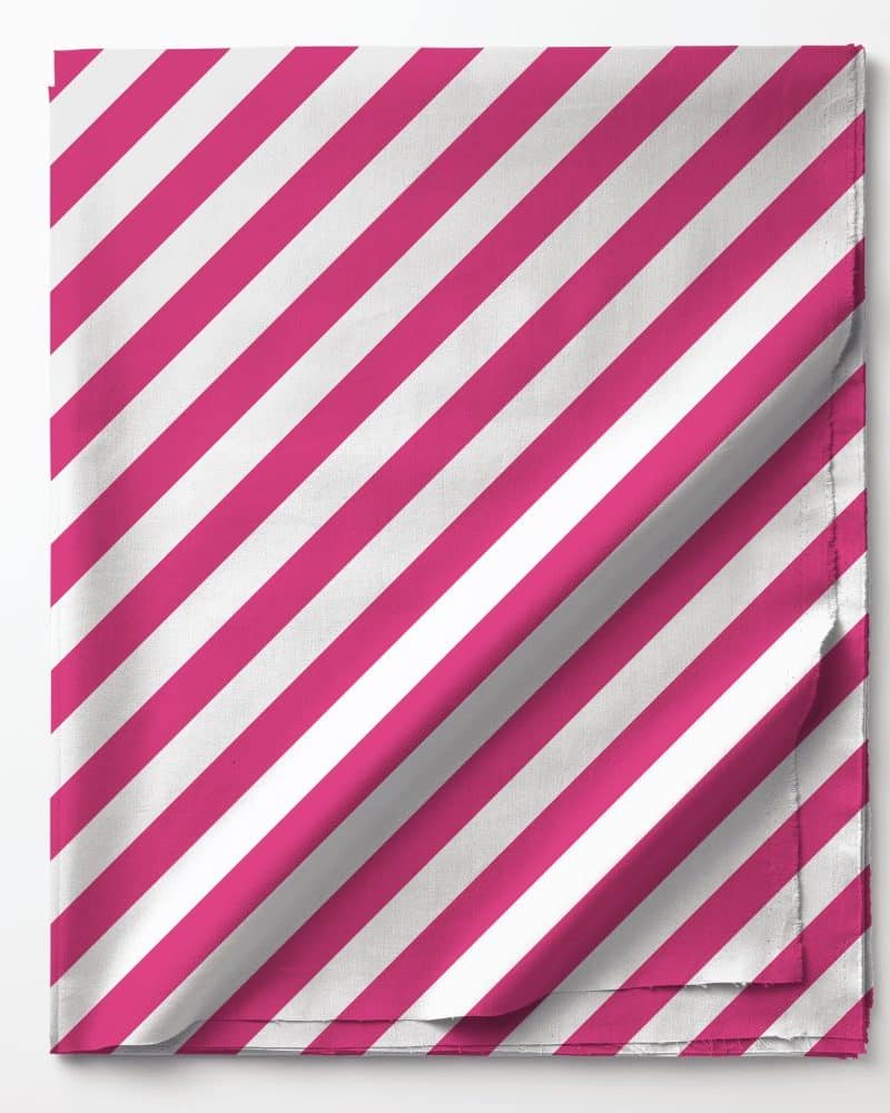 Pink and white diagonal striped fabric.