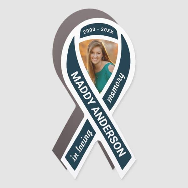 Memorial Ribbon Sticker With A Photo Of Maddy Anderson, 2000-20Xx.
