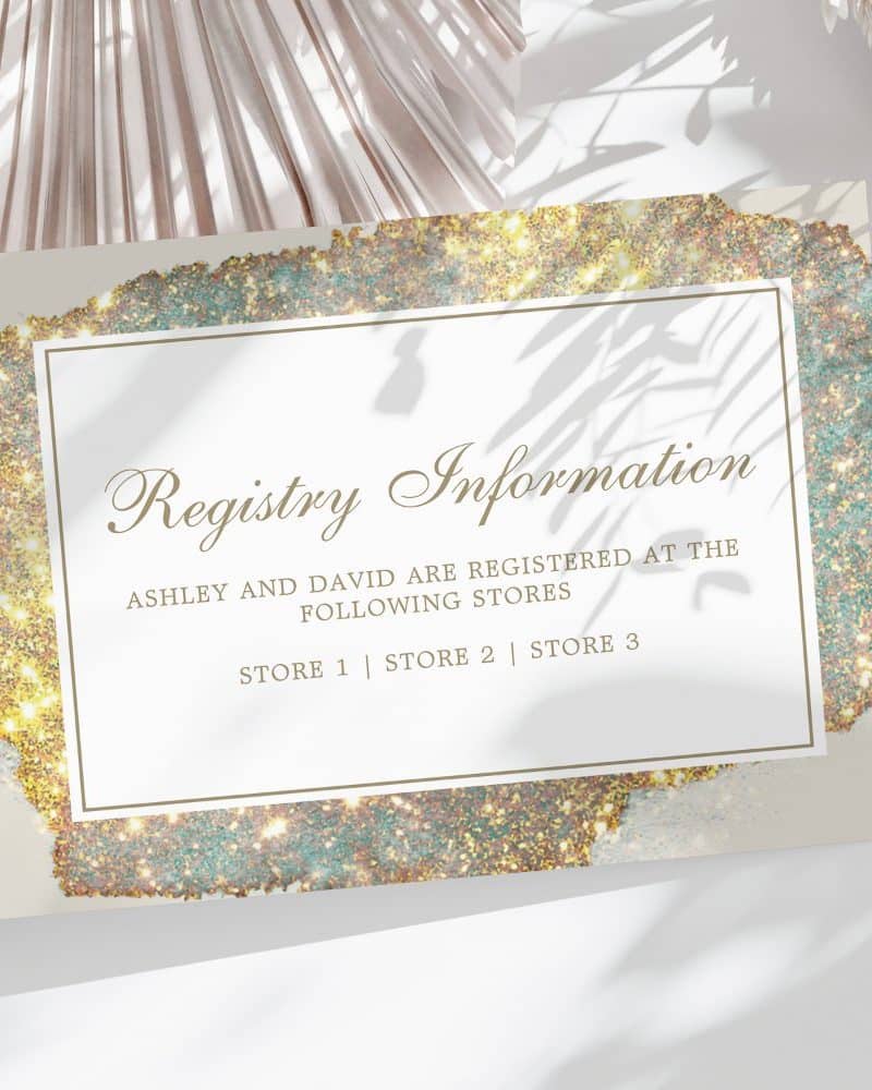 Registry information for Ashley and David, listing three stores.