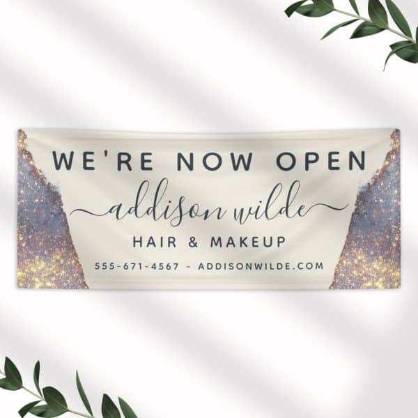 A Grand Opening Banner For Addison Wilde Hair &Amp; Makeup.