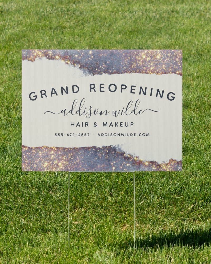 Iridescent Purple Gold Glam Glitter Salon Sign