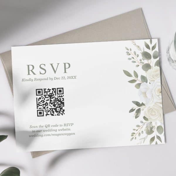Rsvp Card With Qr Code For Wedding Website.