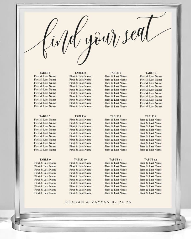 Ivory Cream Simple Wedding Seating Chart