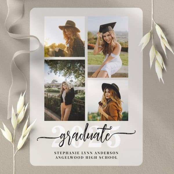 Graduation Announcement Featuring Four Photos Of Stephanie Lynn Anderson, Angelwood High School Graduate.