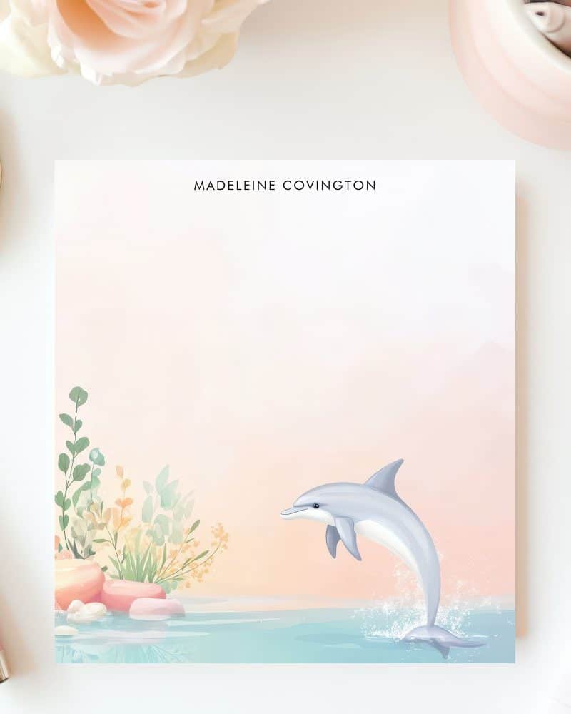 Jumping Dolphin Ocean Sea Personalized Name Notepad