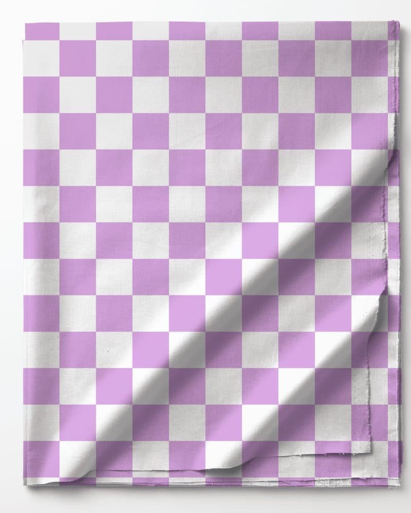 Lavender and white checkered fabric.