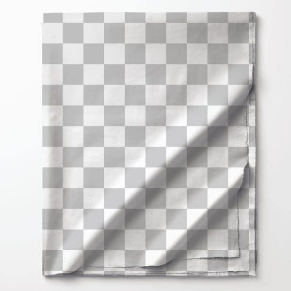 Folded Fabric With A Gray And White Checkered Pattern.