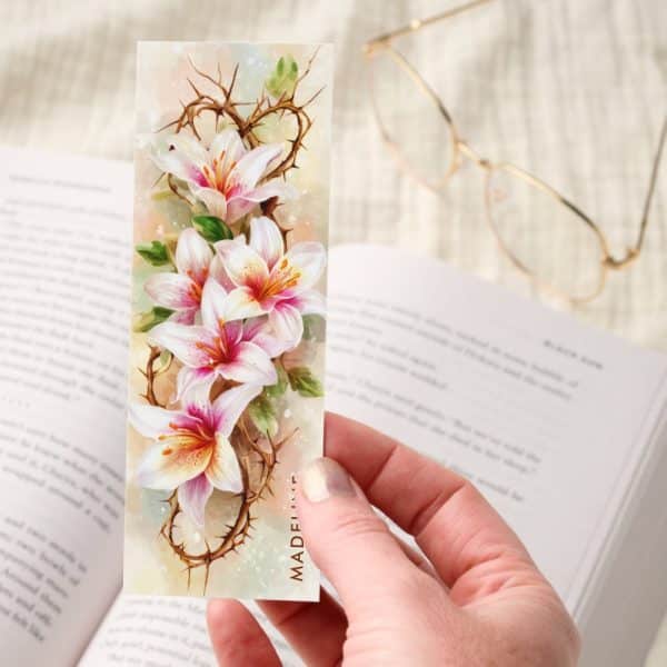 Lilies Crown Of Thorns Personalized Christian Bookmarks