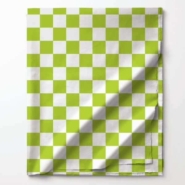 Lime Green And White Checkered Fabric.