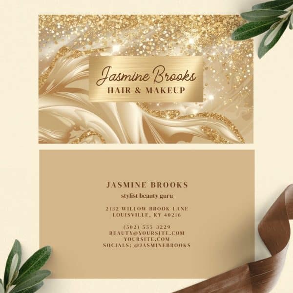 Business Card For Jasmine Brooks, Hair And Makeup Stylist.