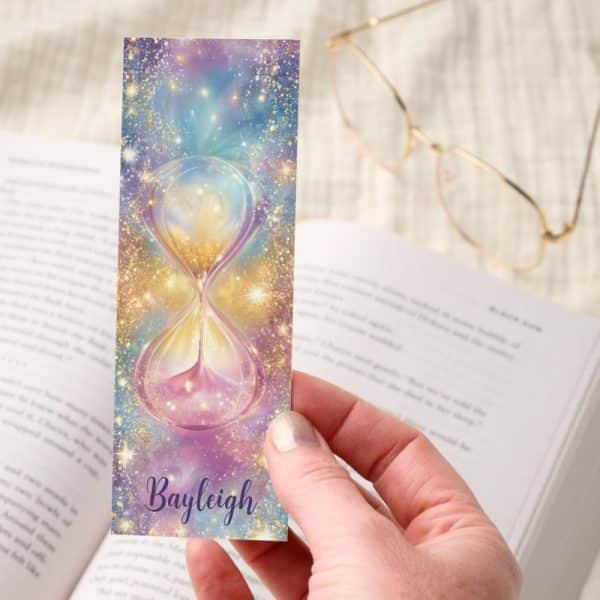 Magical Cosmic Hourglass Nebula Glitter Bookmarks
