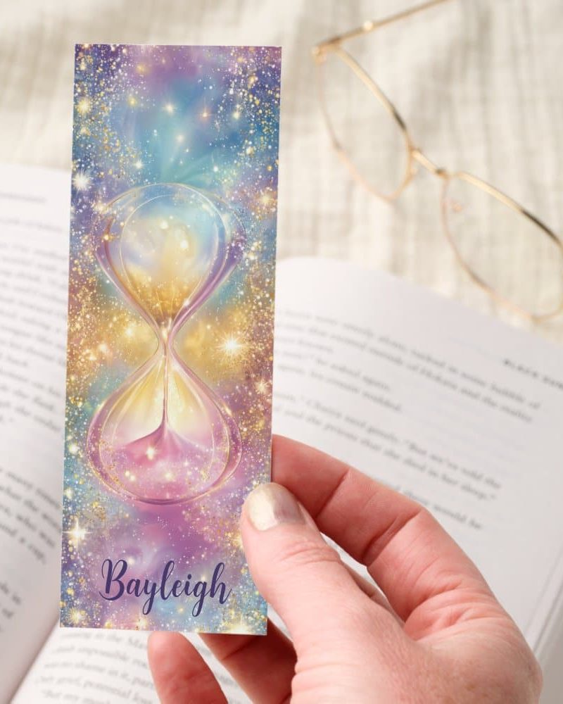 Magical Cosmic Hourglass Nebula Glitter Bookmarks