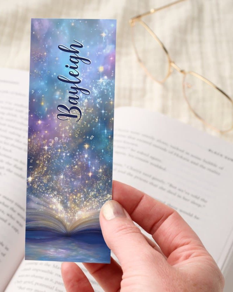 Magical Galaxy Open Book Personalized Bookmark