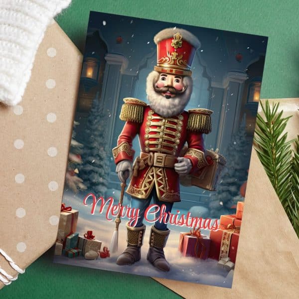 Christmas Card Featuring A Nutcracker Soldier.
