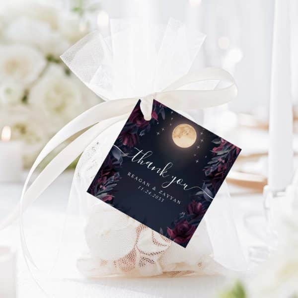Midnight Garden Moon Wedding Thank You Favor Tags