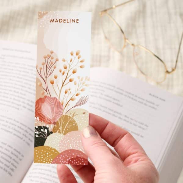 Minimalist Boho Pink Hills Floral Personalized Bookmarks