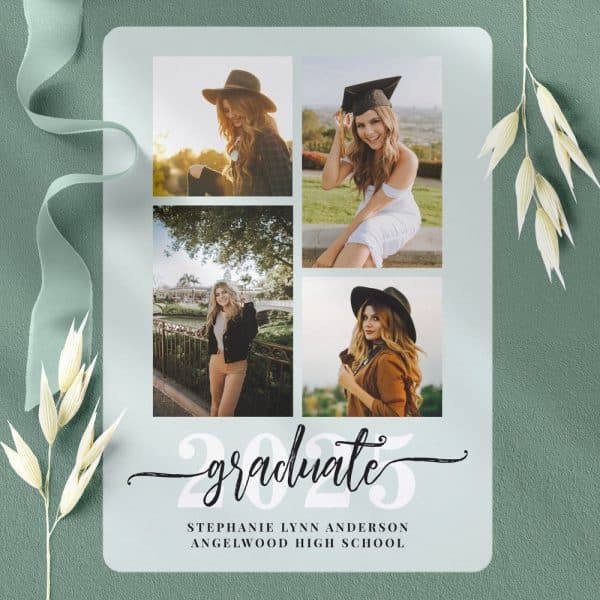 Graduation Announcement Featuring Four Photos Of Stephanie Lynn Anderson, Angelwood High School Graduate.