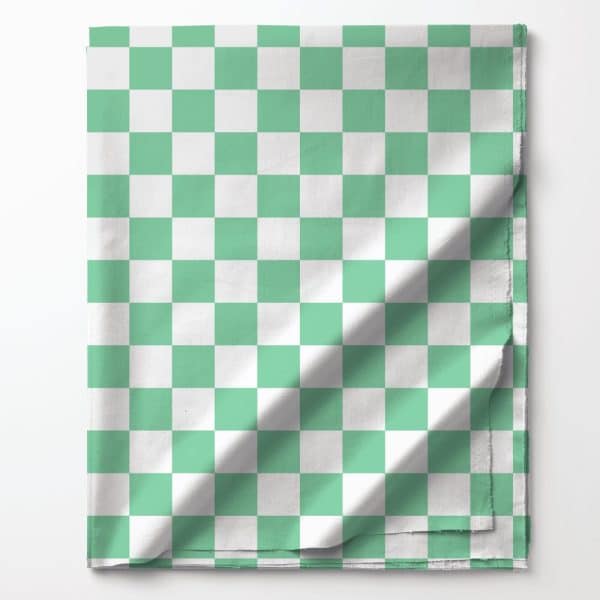 Mint Green And White Checkered Fabric.