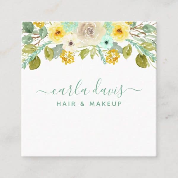 Floral Business Card For Carla Davis Hair &Amp; Makeup.