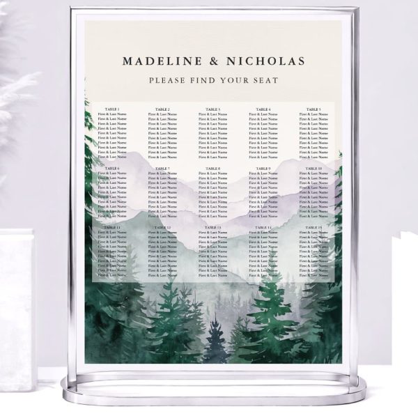 Misty Mountain Forest Wedding Seating Chart