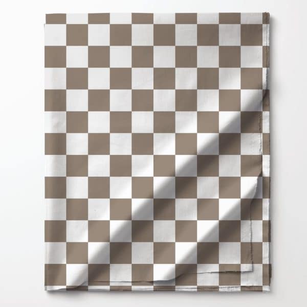 Brown And White Checkered Fabric.