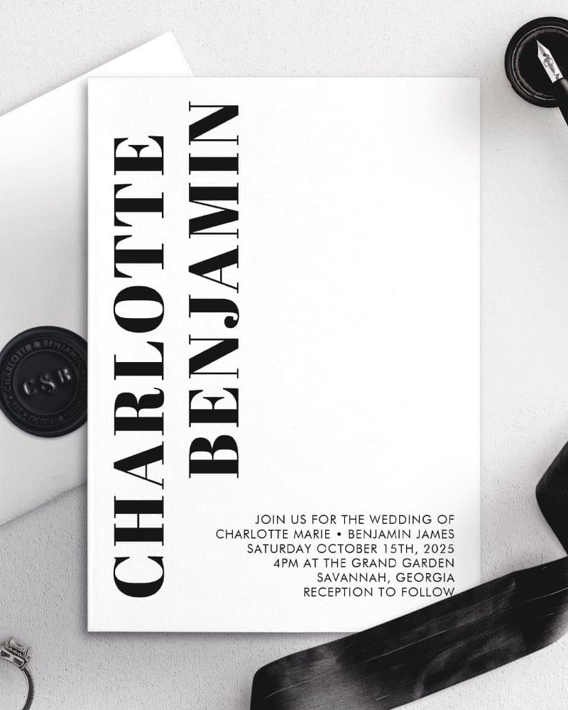 Wedding invitation for Charlotte and Benjamin, October 15, 2025.