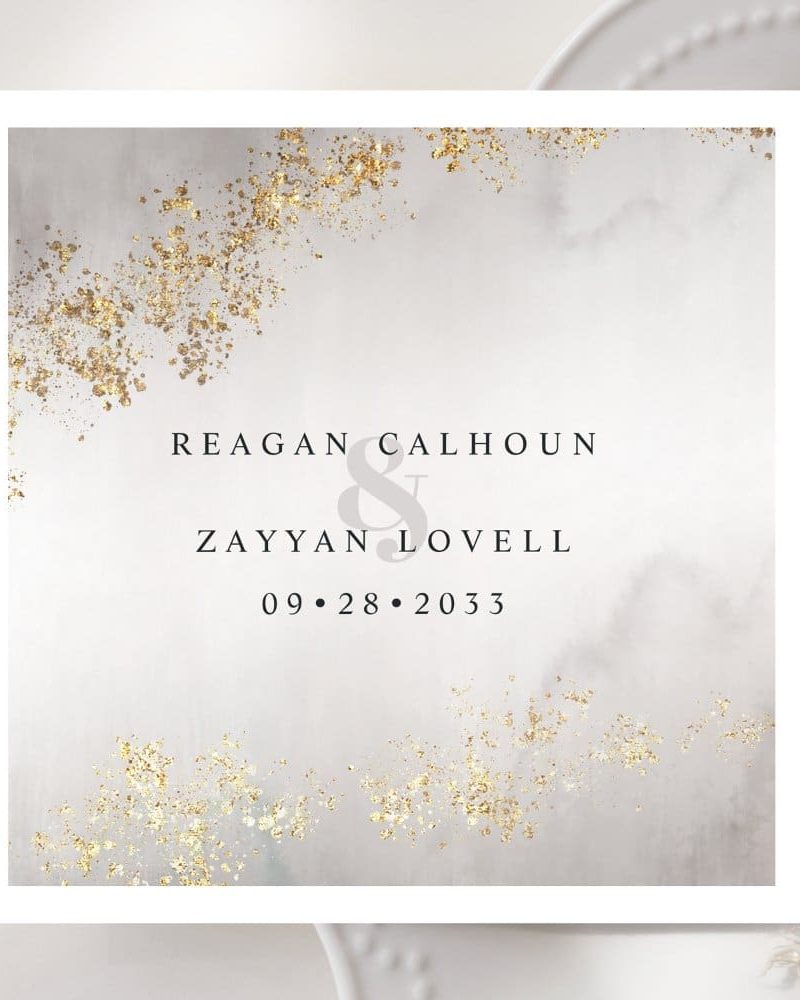 Modern Luxe Gold Flecks Gray Watercolor Wedding Napkins