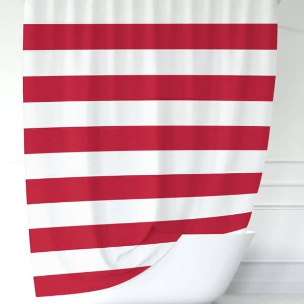 Red And White Striped Shower Curtain.