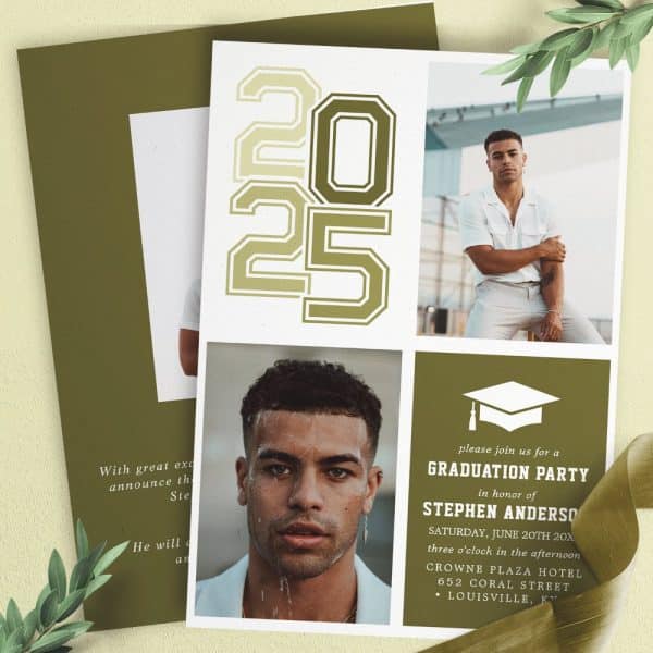 Graduation Announcement Featuring Photos Of The Graduate And The Text 2025.