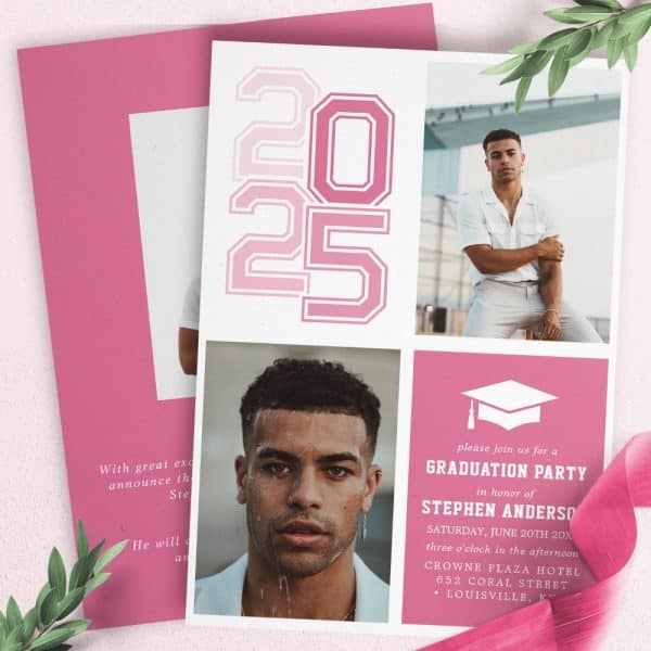 Graduation Party Invitation With Photos Of The Graduate And The Year 2025.