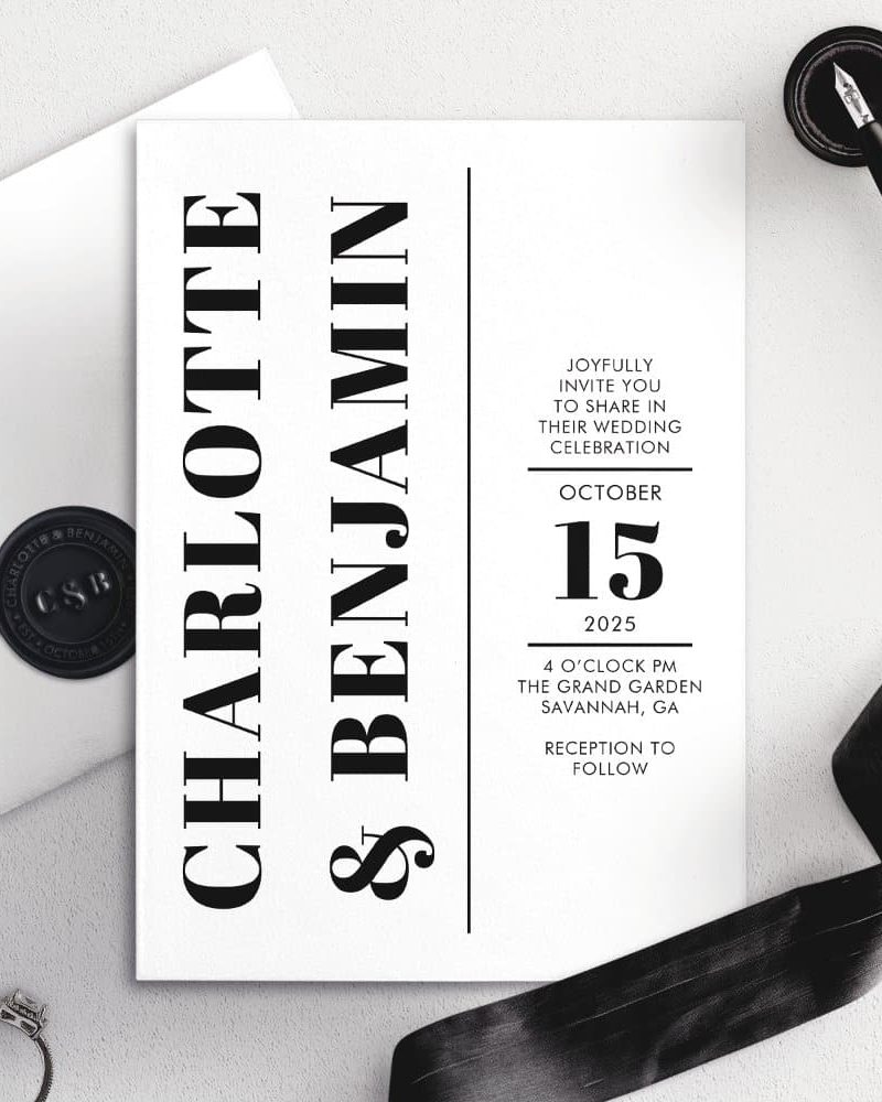 Wedding invitation for Charlotte and Benjamin, October 15, 2025.