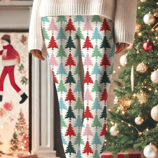 Colorful Christmas Tree Patterned Leggings.