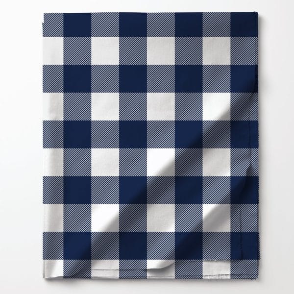 Navy Blue And White Checkered Fabric.