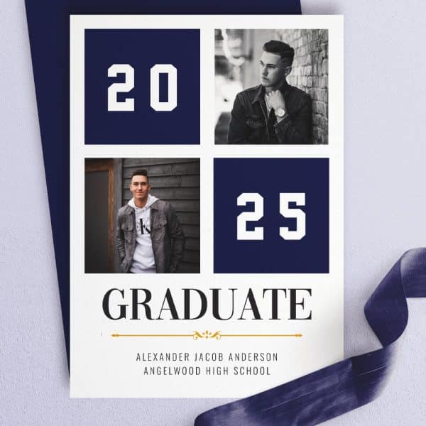 Graduation Announcement Featuring Two Photos Of Alexander Jacob Anderson, Angelwood High School Graduate, Class Of 2025.