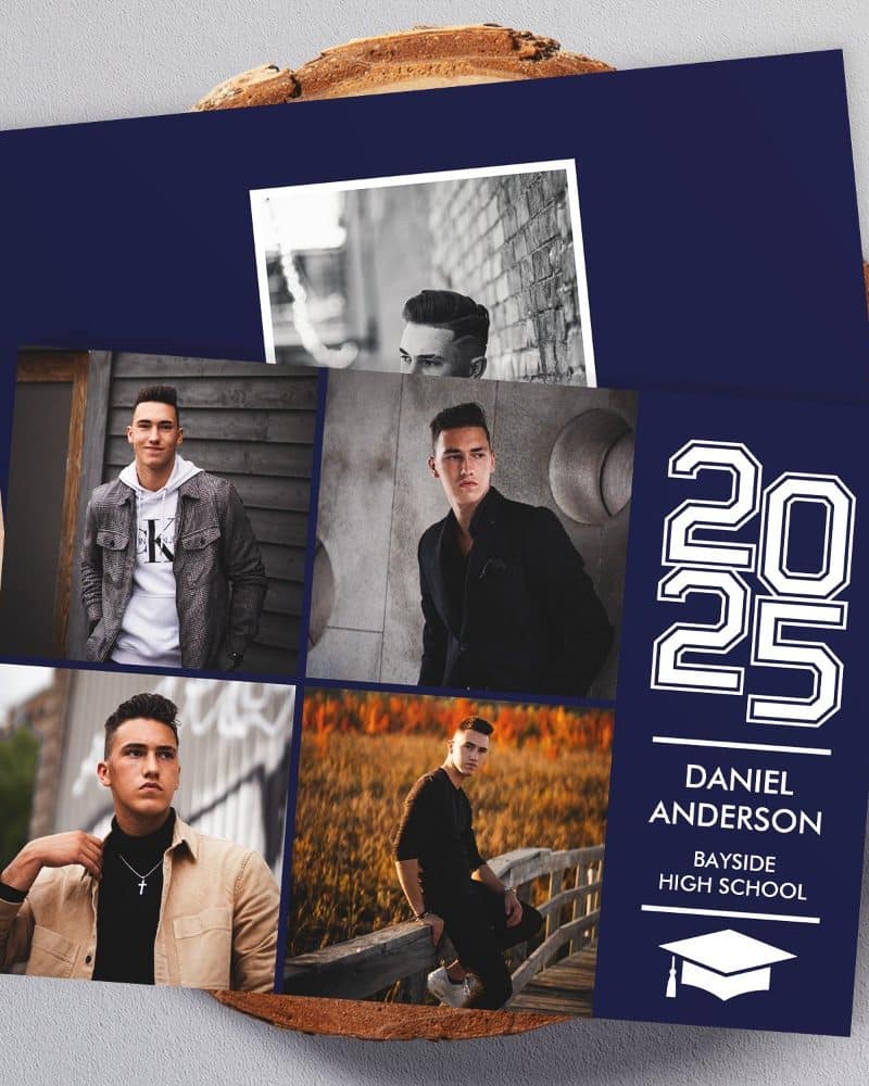 Graduation announcement for Daniel Anderson, Bayside High School, class of 2025, featuring a collage of photos.