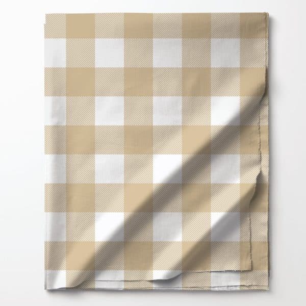 Beige And White Gingham Fabric.