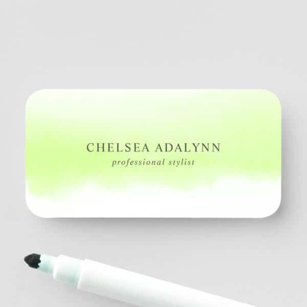 A Pale Green Business Card With Rounded Corners Featuring The Name Chelsea Adalynn And The Title Professional Stylist.