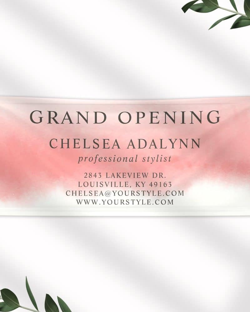 Ombre Pink Watercolor Minimalist Business Banner
