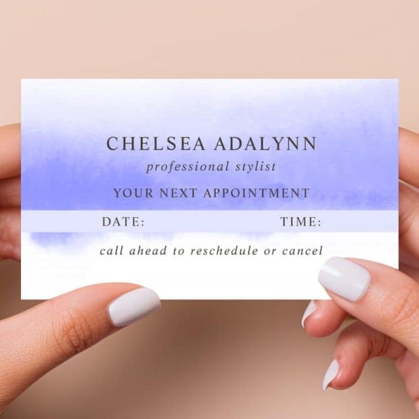 Appointment Card For Chelsea Adalynn, Professional Stylist. Includes Spaces For Date And Time.
