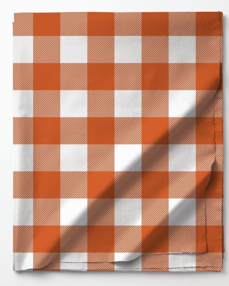 Orange and white gingham fabric.