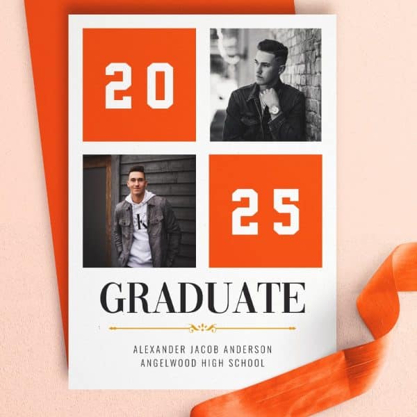 Graduation Announcement Featuring Two Photos Of Alexander Jacob Anderson, Angelwood High School Graduate, Class Of 2025.