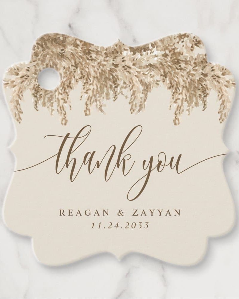 Pampas Grass Earthy Wedding Thank You Favor Tags