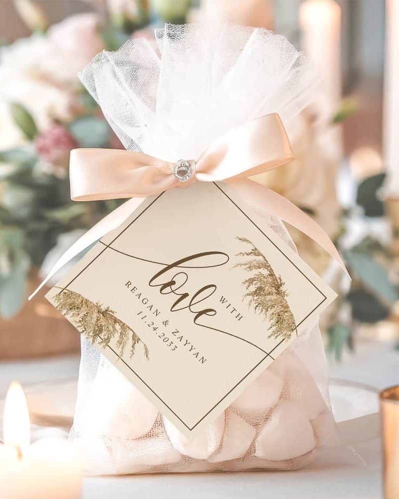 Pampas Grass Earthy With Love Wedding Favor Tags