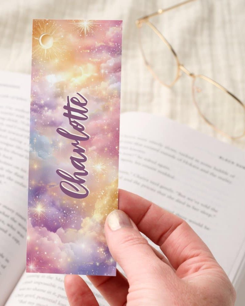 Pastel Dreamy Clouds Stars Crescent Personalized Bookmarks