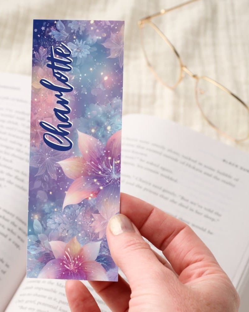 Pastel Floral Sparkle Design Personalized Bookmarks