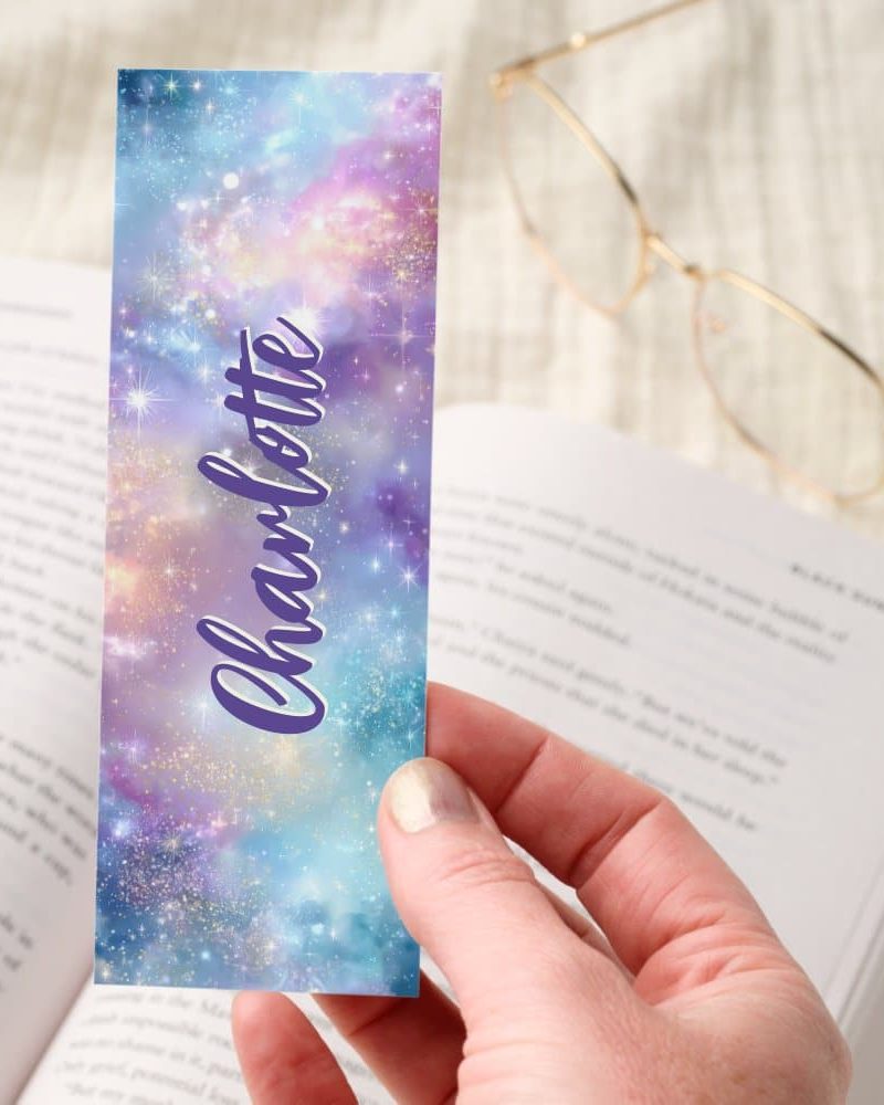 Pastel Galaxy Glitter Sparkle Personalized Bookmarks