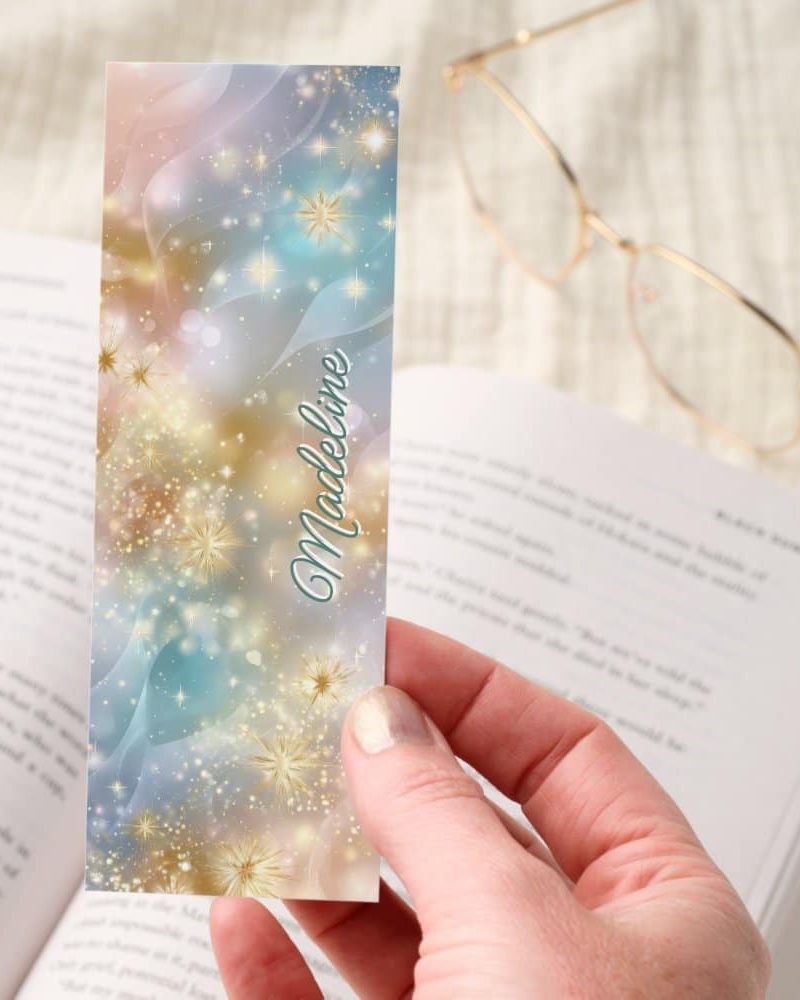Pastel Gold Star Glitter Waves Bookmarks